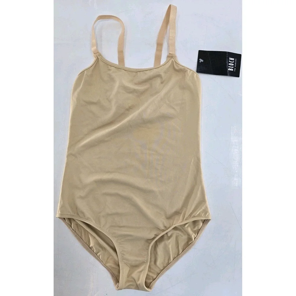 NWT Bloch Girls' Adjustable Strap Camisole‎ Leotard - Color Sand- Size 12